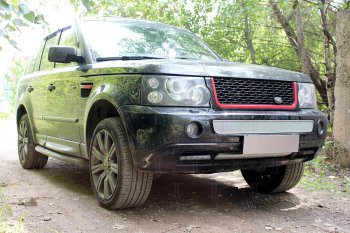 4 599 р. Защитная сетка в бампер (низ, ячейка 4х10 мм) Alfeco Премиум Land Rover Range Rover Sport 1 L320 дорестайлинг (2005-2009) (Хром)  с доставкой в г. Набережные‑Челны. Увеличить фотографию 4