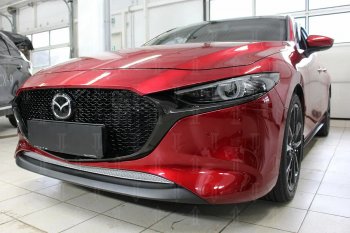 3 799 р. Защитная сетка в бампер (низ, ячейка 4х10 мм) Alfeco Премиум Mazda 3/Axela BP хэтчбэк (2019-2024) (Хром)  с доставкой в г. Набережные‑Челны. Увеличить фотографию 3