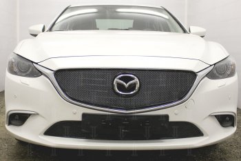 Защитная сетка в бампер (верх, компл. Activ, ячейка 4х10 мм) Alfeco Премиум Mazda 6 GJ 1-ый рестайлинг седан (2015-2018) ()