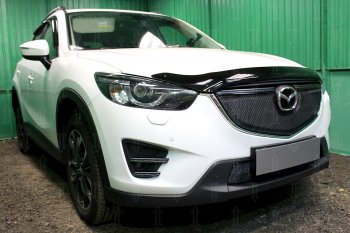 6 599 р. Защитная сетка в бампер (верх, ячейка 4х10 мм) Alfeco Премиум Mazda CX-5 KE рестайлинг (2015-2017) (Чёрная)  с доставкой в г. Набережные‑Челны. Увеличить фотографию 3