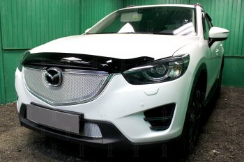 7 549 р. Защитная сетка в бампер (верх, ячейка 4х10 мм) Alfeco Премиум Mazda CX-5 KE рестайлинг (2015-2017) (Хром)  с доставкой в г. Набережные‑Челны. Увеличить фотографию 3