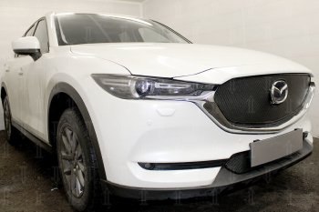 6 299 р. Защитная сетка в бампер (верх, ячейка 4х10 мм) Alfeco Премиум Mazda CX-5 KF (2016-2024) (Чёрная)  с доставкой в г. Набережные‑Челны. Увеличить фотографию 4