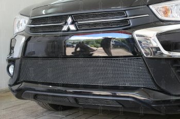 4 999 р. Защитная сетка в бампер (середина, ячейка 4х10 мм) Alfeco Премиум Mitsubishi ASX 2-ой рестайлинг (2017-2020) (Чёрная)  с доставкой в г. Набережные‑Челны. Увеличить фотографию 2