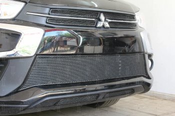 4 999 р. Защитная сетка в бампер (середина, ячейка 4х10 мм) Alfeco Премиум Mitsubishi ASX 2-ой рестайлинг (2017-2020) (Чёрная)  с доставкой в г. Набережные‑Челны. Увеличить фотографию 3