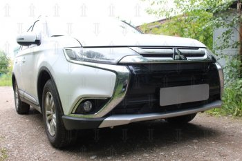 10 399 р. Защитная сетка в бампер (3 части, ячейка 4х10 мм) Alfeco Премиум Mitsubishi Outlander GF 2-ой рестайлинг (2015-2018) (Чёрная)  с доставкой в г. Набережные‑Челны. Увеличить фотографию 3