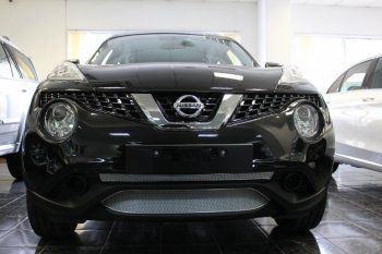 Защитная сетка в бампер (верх, ячейка 3х7 мм) Стрелка11 Премиум Nissan (Нисан) Juke (Жук)  1 YF15 (2014-2020) 1 YF15 рестайлинг  (Хром)