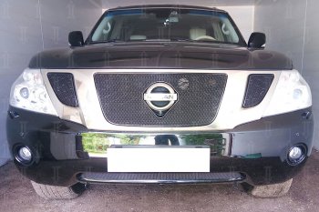 4 199 р. Защитная сетка в бампер (низ, ячейка 4х10 мм) Стрелка11 Премиум Nissan Patrol 6 Y62 дорестайлинг (2010-2014) (Чёрная)  с доставкой в г. Набережные‑Челны. Увеличить фотографию 3