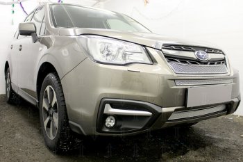 3 999 р. Защитная сетка в бампер (низ, ячейка 4х10 мм) Стрелка11 Премиум Subaru Forester SJ рестайлинг (2016-2019) (Хром)  с доставкой в г. Набережные‑Челны. Увеличить фотографию 2