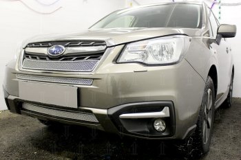 3 999 р. Защитная сетка в бампер (низ, ячейка 4х10 мм) Стрелка11 Премиум Subaru Forester SJ рестайлинг (2016-2019) (Хром)  с доставкой в г. Набережные‑Челны. Увеличить фотографию 3