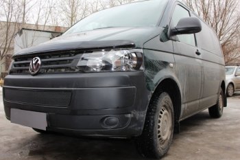 4 199 р. Защитная сетка в бампер (низ, ячейка 4х10 мм) Стрелка11 Премиум Volkswagen Transporter T5 рестайлинг (2009-2015) (Чёрная)  с доставкой в г. Набережные‑Челны. Увеличить фотографию 3