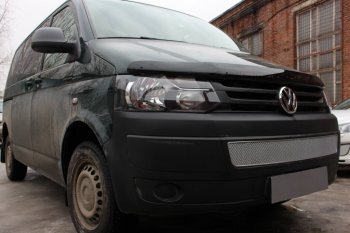 4 299 р. Защитная сетка в бампер (низ, ячейка 4х10 мм) Стрелка11 Премиум Volkswagen Transporter T5 рестайлинг (2009-2015) (Хром)  с доставкой в г. Набережные‑Челны. Увеличить фотографию 2