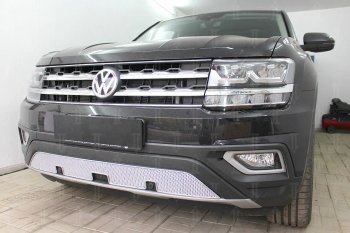 4 649 р. Защитная сетка в бампер (низ, ячейка 4х10 мм) Стрелка11 Премиум Volkswagen Teramont CA1 дорестайлинг (2016-2020) (Хром)  с доставкой в г. Набережные‑Челны. Увеличить фотографию 4