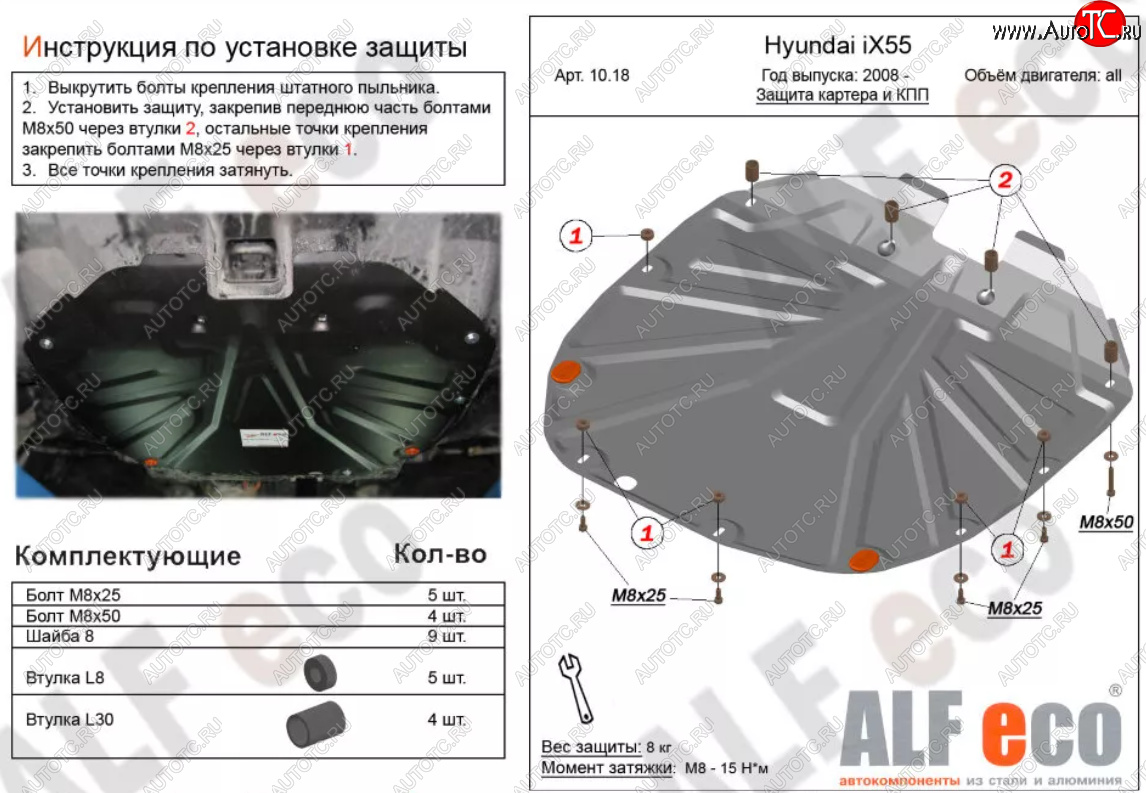 4 999 р. Защита картера двигателя и КПП (V-2,2 CRDI) Alfeco Hyundai Santa Fe CM рестайлинг (2009-2012) (Сталь 2 мм)  с доставкой в г. Набережные‑Челны