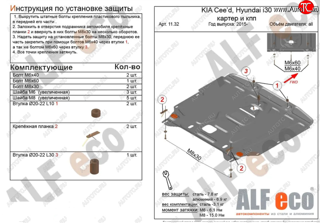 4 999 р. Защита картера двигателя и КПП Alfeco KIA Cerato 4 BD дорестайлинг седан (2018-2021) (Сталь 2 мм)  с доставкой в г. Набережные‑Челны