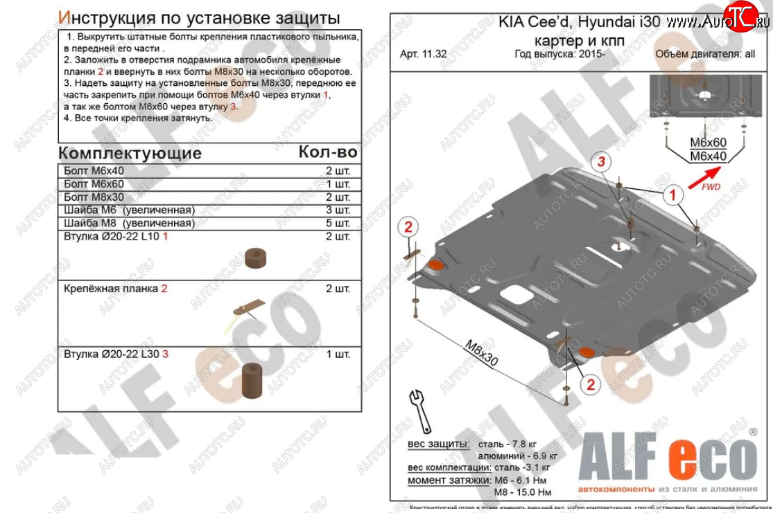 4 999 р. Защита картера двигателя и КПП Alfeco  KIA Cerato  3 YD (2016-2019) рестайлинг седан (Сталь 2 мм)  с доставкой в г. Набережные‑Челны