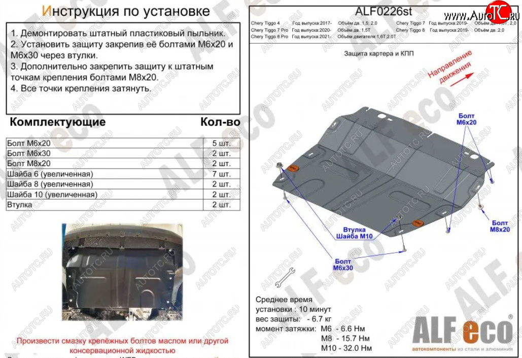 11 999 р. Защита картера двигателя и КПП (V-1,5T; 2,0, малая) ALFECO  Chery Tiggo 7 PRO (2019-2024) (Алюминий 4 мм)  с доставкой в г. Набережные‑Челны