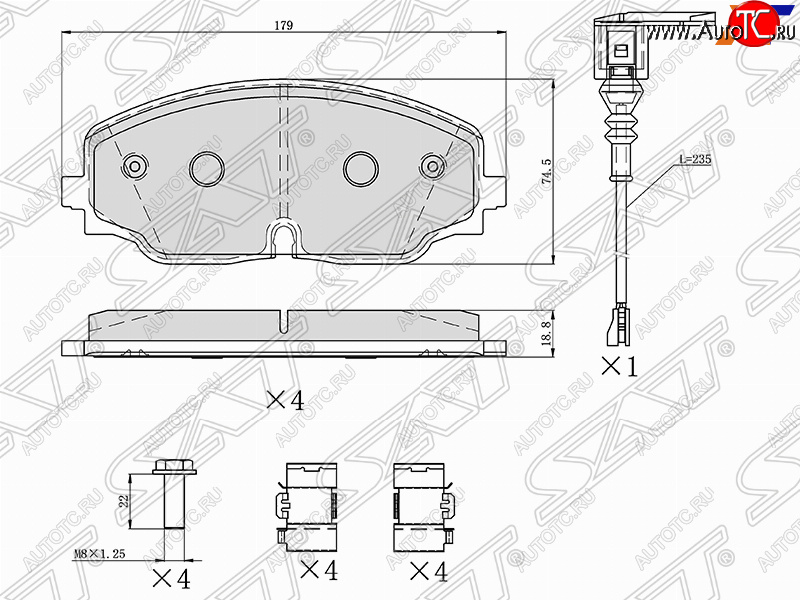 1 679 р. Колодки тормозные SAT (передние)  Volkswagen Teramont  CA1 (2016-2020) дорестайлинг  с доставкой в г. Набережные‑Челны