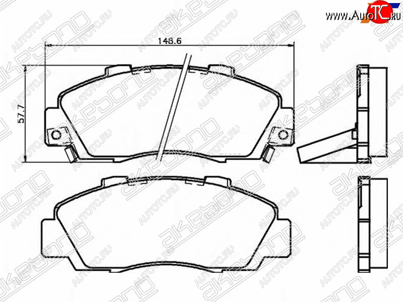 2 499 р. Колодки тормозные AKEBONO (передние) Honda StepWagon RF1,RF2 минивэн дорестайлинг (1996-1999)  с доставкой в г. Набережные‑Челны