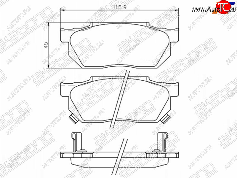 2 559 р. Колодки тормозные AKEBONO (передние) Honda Fit 1 GD дорестайлинг (2001-2004)  с доставкой в г. Набережные‑Челны