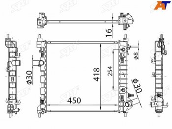 Радиатор охлаждающей жидкости SAT Chevrolet (Шевролет) Spark (Спарк)  M300 (2010-2015), Ravon (Рэйвон) R2 (Р3) (2016-2024)