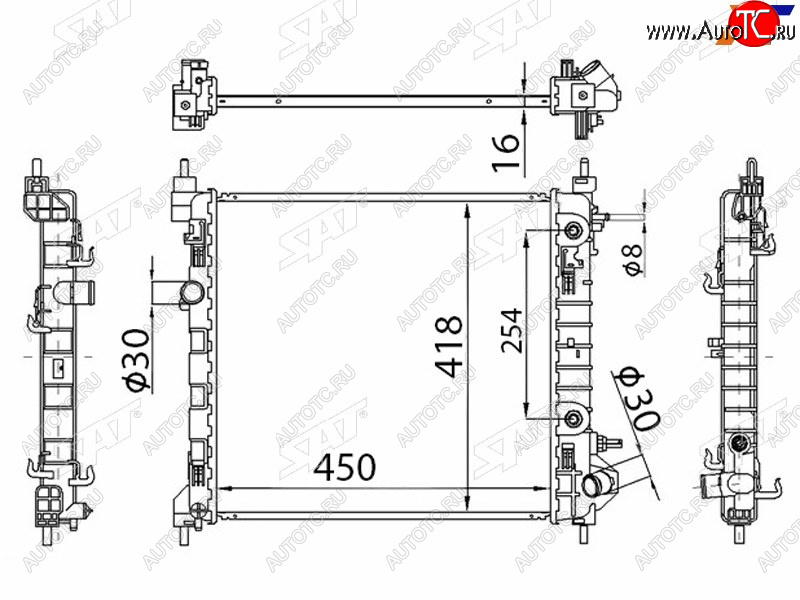7 249 р. Радиатор охлаждающей жидкости SAT  Chevrolet Spark  M300 (2010-2015), Ravon R2 (2016-2024)  с доставкой в г. Набережные‑Челны
