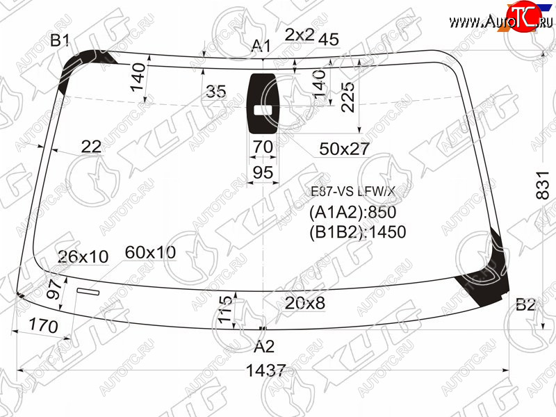 6 299 р. Стекло лобовое (Датчик дождя) BMW XYG  BMW 1 серия ( E87,  E82,  E81) (2004-2013) хэтчбэк 5 дв. дорестайлинг, купе 1-ый рестайлинг, хэтчбэк 3 дв. рестайлинг, хэтчбэк 5 дв. рестайлинг, купе 2-ой рестайлинг  с доставкой в г. Набережные‑Челны