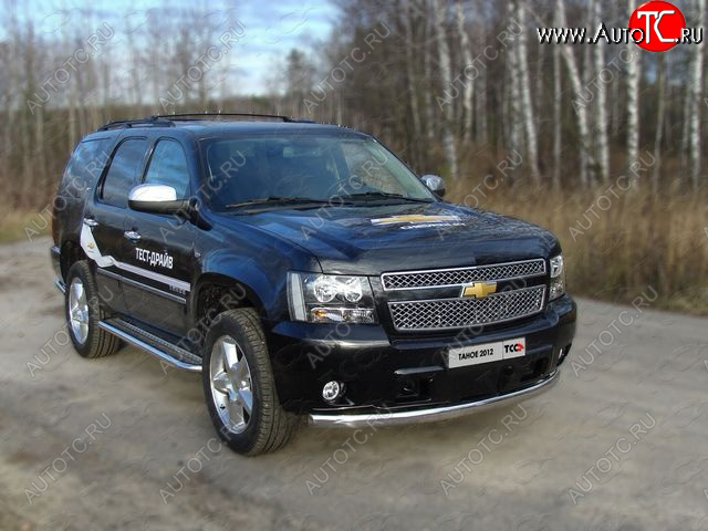 27 699 р. Защита переднего бампера овальная 75х42 мм ТСС тюнинг  Chevrolet Tahoe ( GMT900,  K2UC) (2006-2021) 5 дв. (нержавейка)  с доставкой в г. Набережные‑Челны