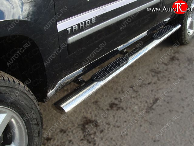 44 949 р. Пороги овальные с накладкой 120x60 мм ТСС Тюнинг  Chevrolet Tahoe  GMT900 (2006-2013) 5 дв. (серые)  с доставкой в г. Набережные‑Челны