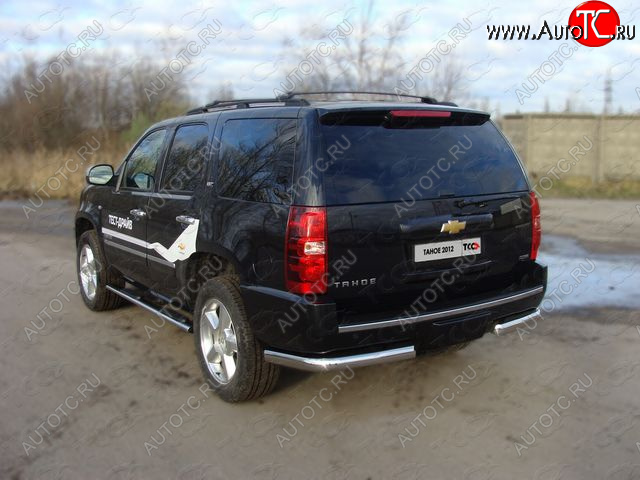 24 999 р. Защита задняя (уголки, нержавейка 75*42 мм) ТСС Тюнинг  Chevrolet Tahoe ( GMT900,  K2UC) (2006-2021) 5 дв.  с доставкой в г. Набережные‑Челны