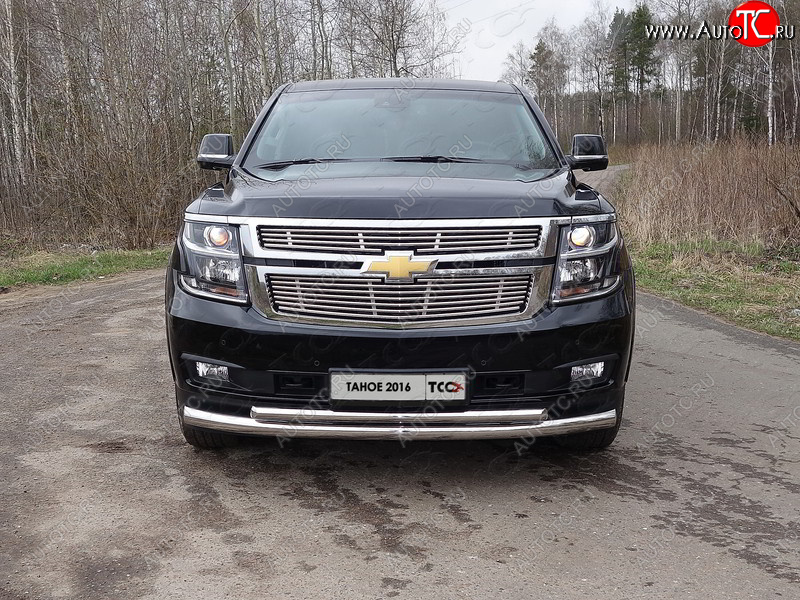 36 999 р. Защита передняя нижняя двойная 76,1*50,8 мм Тюнинг Chevrolet Tahoe K2UC (2014-2021) (нержавейка)  с доставкой в г. Набережные‑Челны