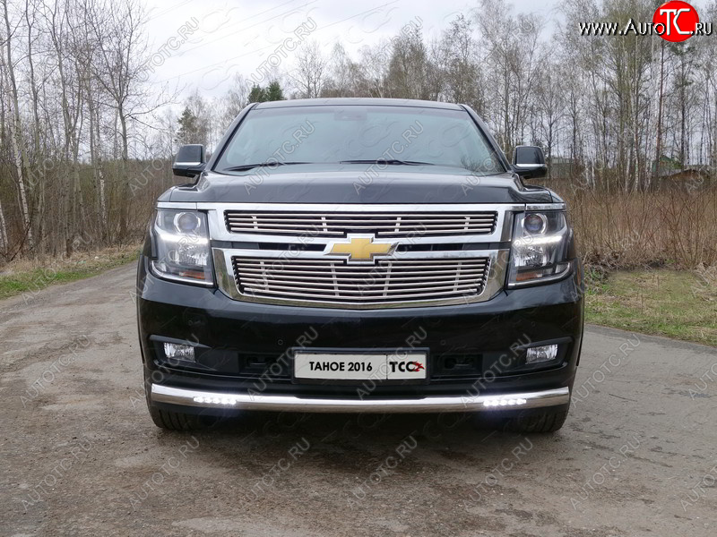 40 999 р. Защита переднего бампера нижняя с ДХО 76,1 мм ТСС Тюнинг Chevrolet Tahoe K2UC (2014-2021) (нержавейка)  с доставкой в г. Набережные‑Челны