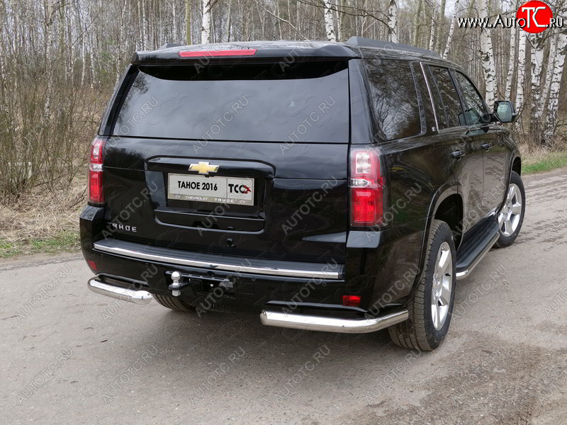 21 799 р. Защита задняя (уголки, нержавейка 76,1 мм) ТСС Тюнинг  Chevrolet Tahoe  K2UC (2014-2021)  с доставкой в г. Набережные‑Челны