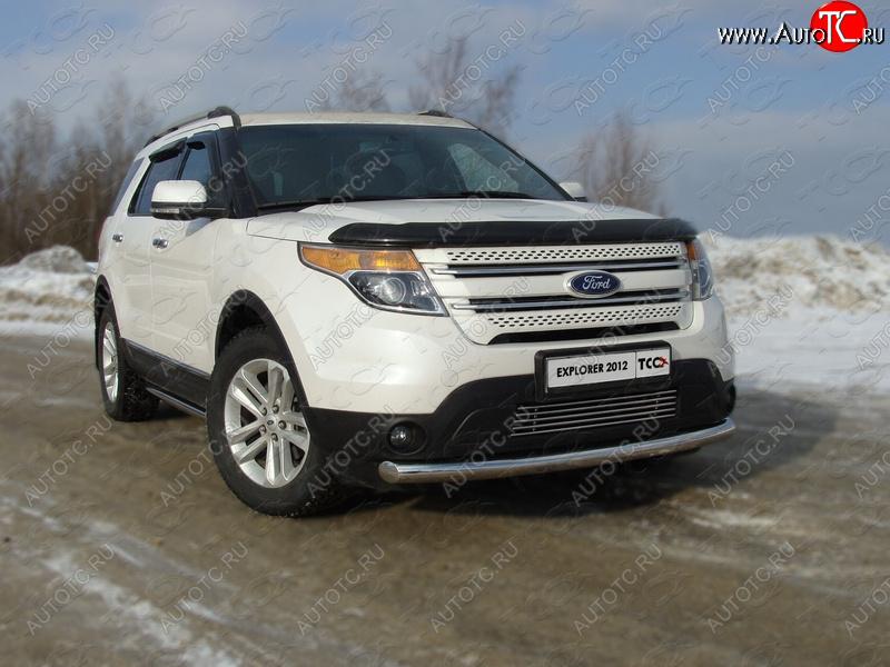 21 799 р. Защита переднего бампера нижняя 76,1 мм ТСС Тюнинг  Ford Explorer  U502 (2010-2016) дорестайлинг (нержавейка)  с доставкой в г. Набережные‑Челны