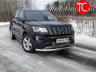 21 799 р. Защита переднего бампера нижняя 76,1 мм ТСС Тюнинг Ford Explorer U502 1-ый рестайлинг, 5 дв. (2015-2018) (нержавейка)  с доставкой в г. Набережные‑Челны