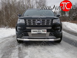 40 649 р. Защита переднего бампера нижняя с ДХО 76,1 мм ТСС Тюнинг Ford Explorer U502 1-ый рестайлинг, 5 дв. (2015-2018) (нержавейка)  с доставкой в г. Набережные‑Челны