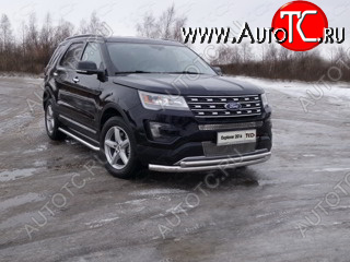 27 999 р. Защита передняя нижняя двойная 76,1*50,8 мм Тюнинг  Ford Explorer  U502 (2015-2018) 1-ый рестайлинг, 5 дв. (нержавейка)  с доставкой в г. Набережные‑Челны