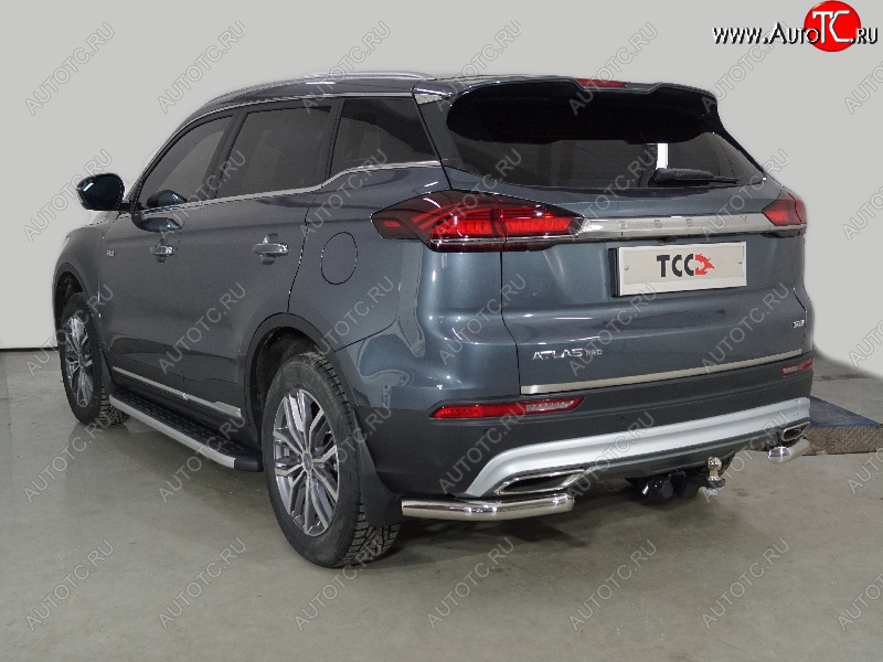 21 599 р. Защита задняя (уголки 60,3 мм) ТСС Тюнинг  Geely Atlas Pro  NL3 (2019-2025) (уголки)  с доставкой в г. Набережные‑Челны