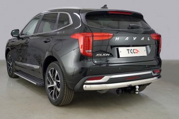 Защита заднего бампера (1.5 2WD, овальная, d75х42 мм) TCC Haval (Хавал) Jolion (джолион) (2020-2024) дорестайлинг