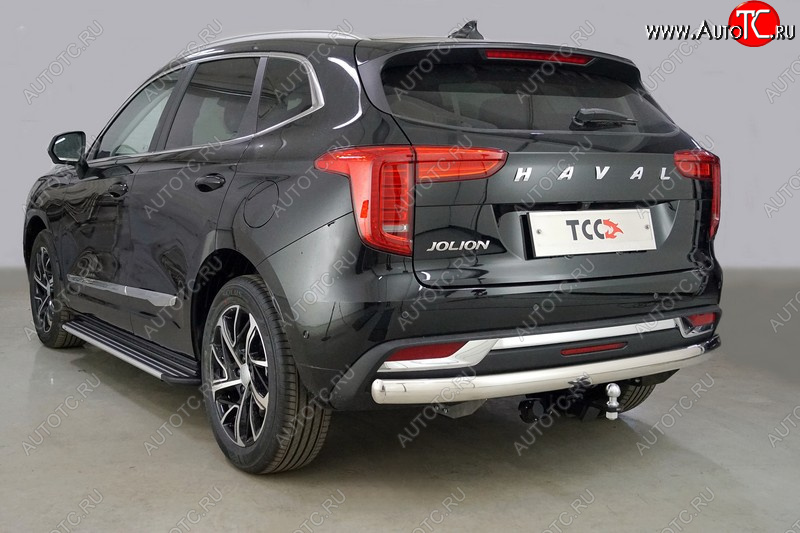 21 499 р. Защита заднего бампера (1.5 2WD, овальная, d75х42 мм) TCC Haval Jolion дорестайлинг (2020-2024)  с доставкой в г. Набережные‑Челны