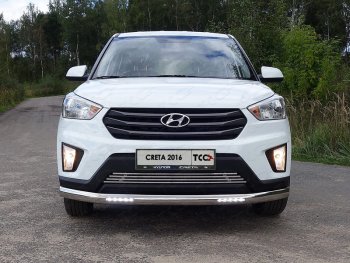 Защита передняя нижняя овальная с ДХО 75х42 мм ТСС Тюнинг Hyundai Creta GS рестайлинг (2019-2021)  (нержавейка)