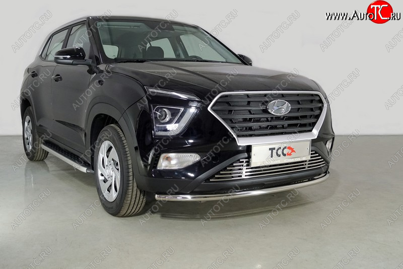 18 399 р. Защита переднего бампера нижняя d42,4 мм ТСС Тюнинг  Hyundai Creta  SU (2020-2022) (нержавейка)  с доставкой в г. Набережные‑Челны