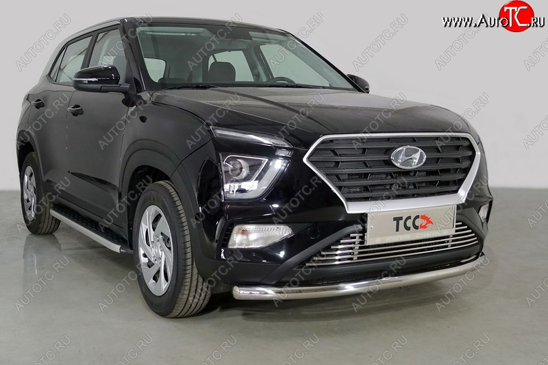 20 999 р. Защита переднего бампера нижняя d60,3 мм ТСС Тюнинг Hyundai Creta SU (2020-2022) (нержавейка)  с доставкой в г. Набережные‑Челны