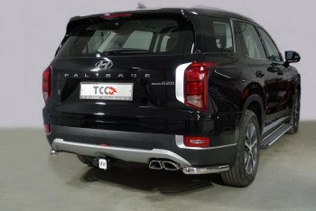 Защита заднего бампера (V-2.2, уголки, d60,3 мм) TCC Hyundai (Хюндаи) Palisade (палисад)  LX2 (2018-2022) LX2