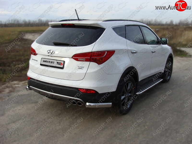 13 499 р. Защита заднего бампера (уголки, d75х42 мм) TCC Hyundai Santa Fe DM дорестайлинг (2012-2016)  с доставкой в г. Набережные‑Челны