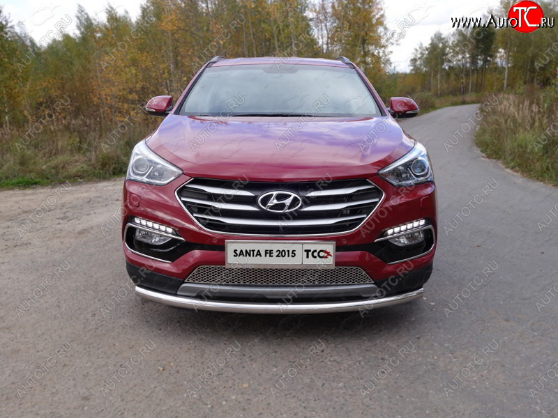 16 899 р. Защита переднего бампера нижняя d60,3 мм ТСС Тюнинг Hyundai Santa Fe DM рестайлинг (2015-2019) (нержавейка)  с доставкой в г. Набережные‑Челны