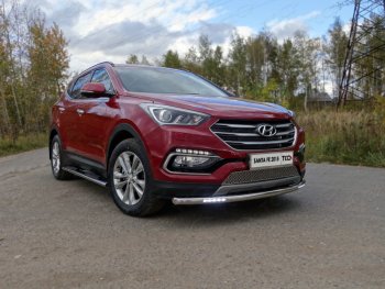 Защита переднего бампера нижняя с ДХО 60,3 мм ТСС Тюнинг Hyundai Santa Fe DM рестайлинг (2015-2019)