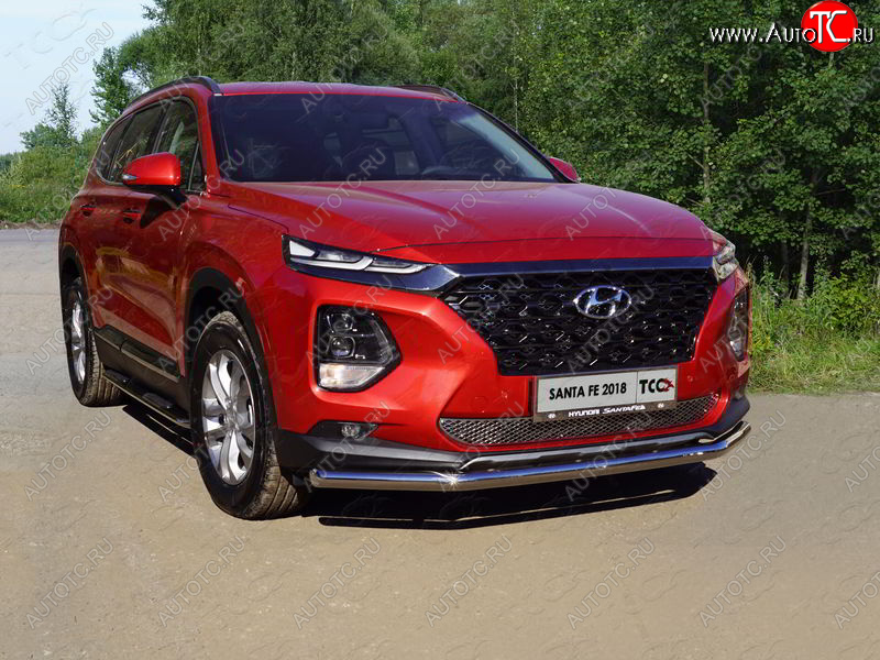 18 699 р. Защита переднего бампера нижняя d60,3 мм ТСС Тюнинг Hyundai Santa Fe TM дорестайлинг (2018-2021) (нержавейка)  с доставкой в г. Набережные‑Челны