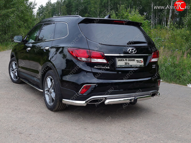 16 849 р. Защита задняя (центральная овальная 75х42 мм) ТСС Тюнинг  Hyundai Santa Fe  DM (2015-2019) рестайлинг  с доставкой в г. Набережные‑Челны