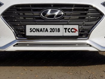 Нижняя декоративная вставка в бампер ТСС Тюнинг Hyundai (Хюндаи) Sonata (Соната)  LF (2017-2019) LF рестайлинг ()