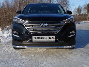 Защита переднего бампера нижняя с ДХО 60,3 мм ТСС Тюнинг Hyundai Tucson TL дорестайлинг (2015-2018)  (нержавейка)